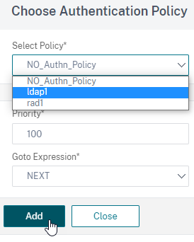 LDAP 認証のポリシーを追加する