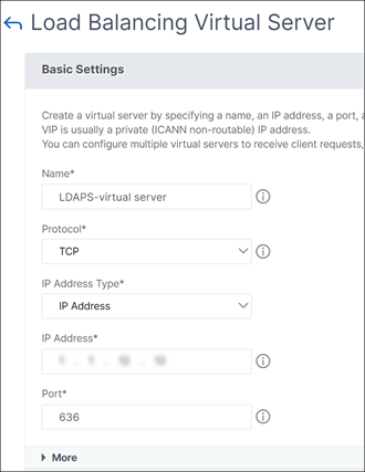 Create load balancing virtual server