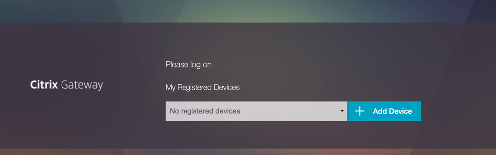Device registration login page