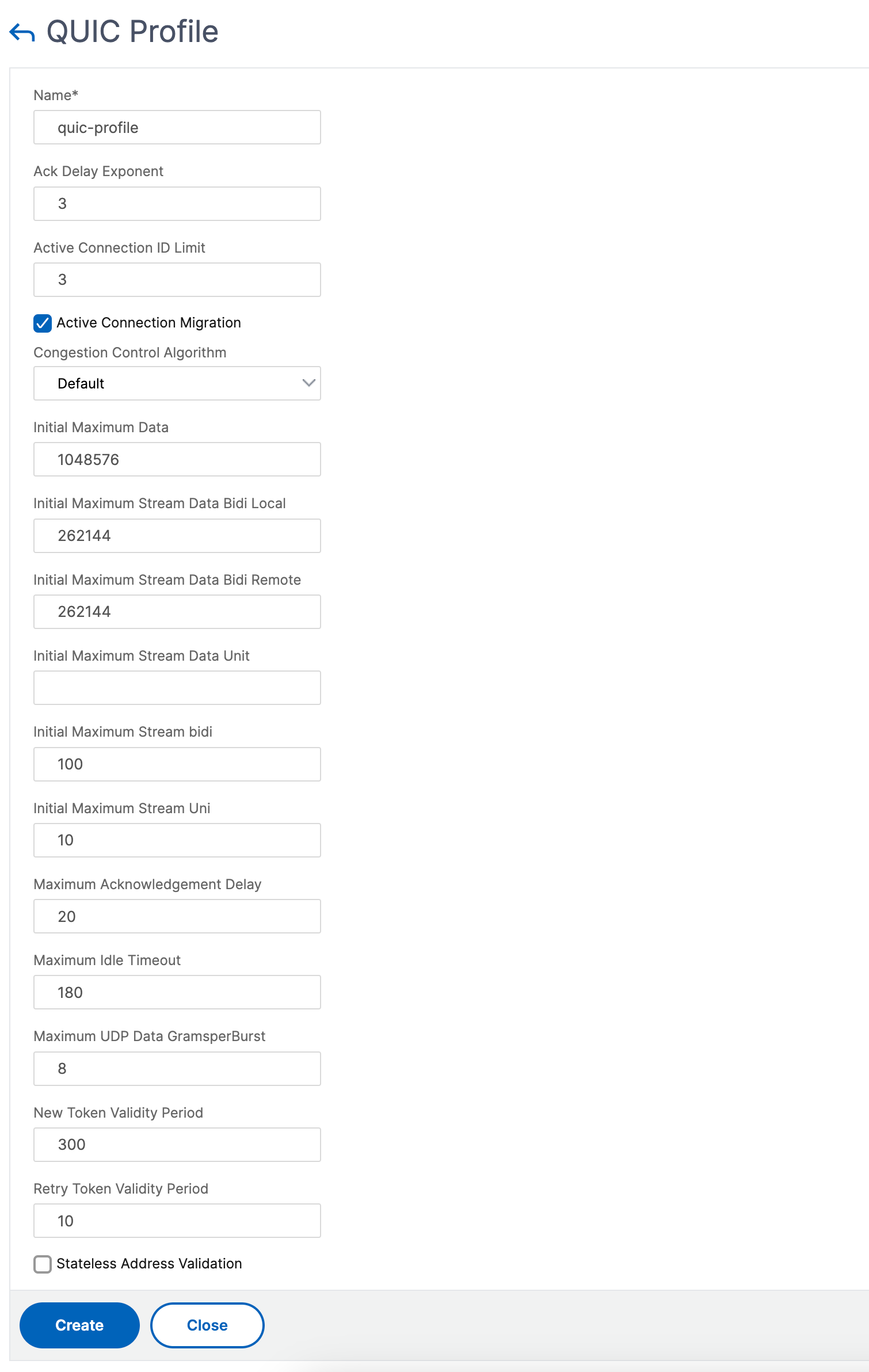 Associate QUIC profile with the HTTP_QUIC virtual server