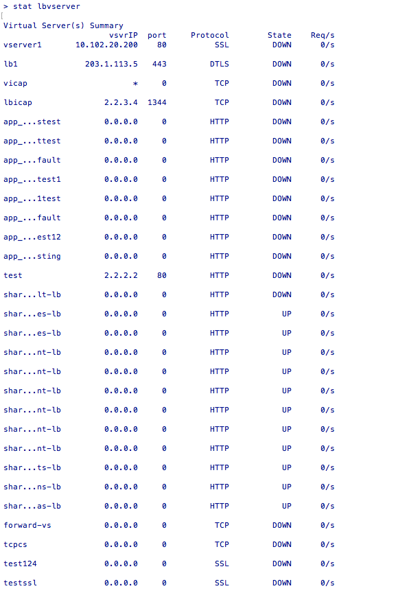 Load balancing virtual server statistics