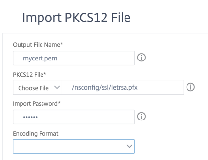 Browse to PFX certificate