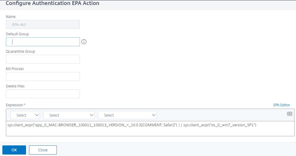 EPA アクションの追加