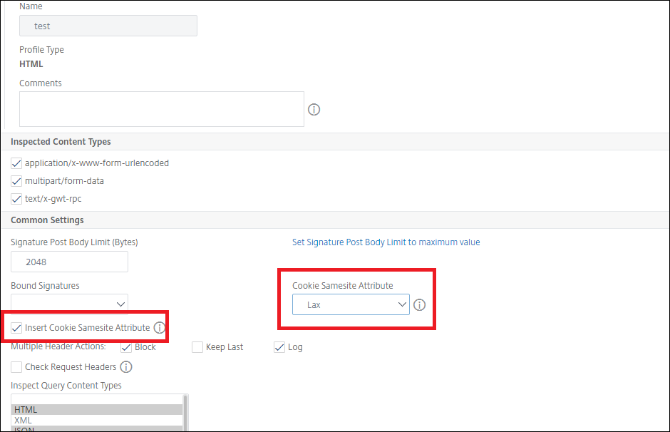 NetScaler GUIでのSameSiteCookie 属性設定