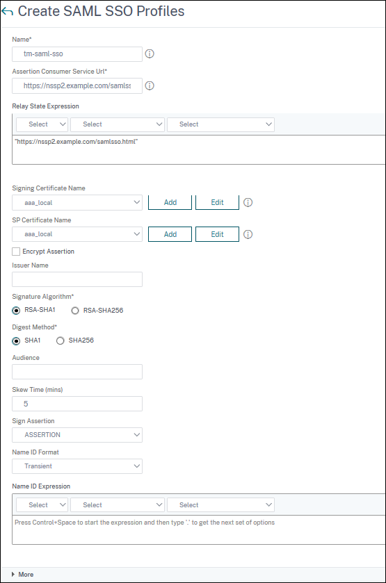Create SAML profile