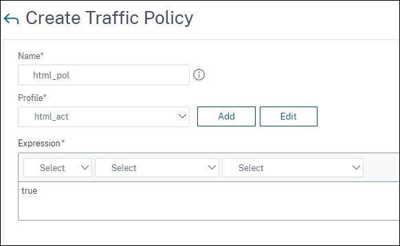 Click to create Traffic Policy