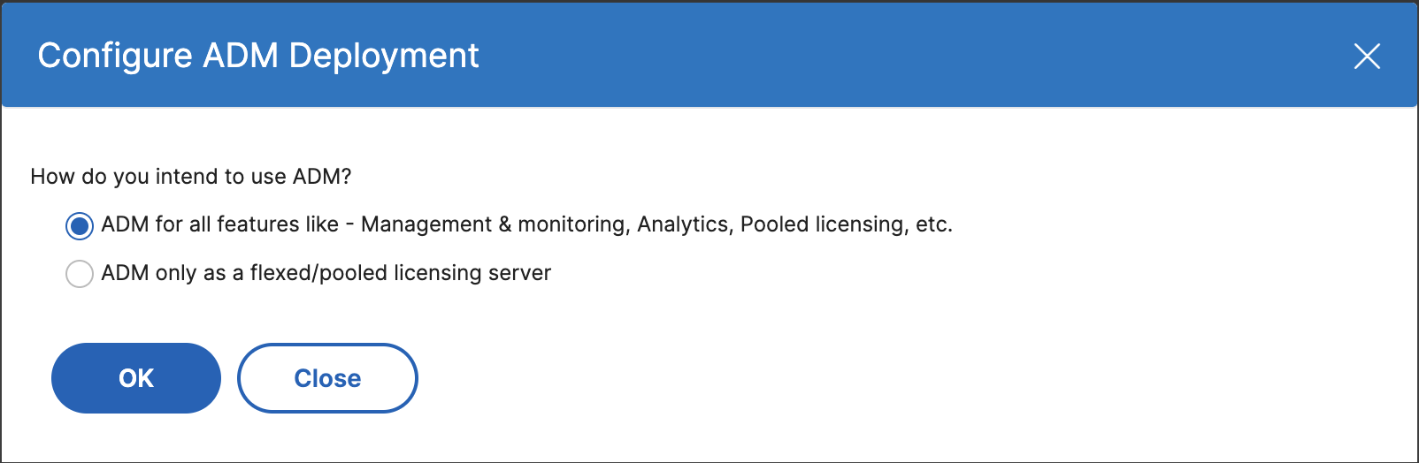 NetScaler ADM only as license server