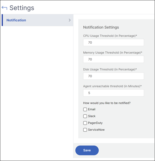 Agent threshold notification