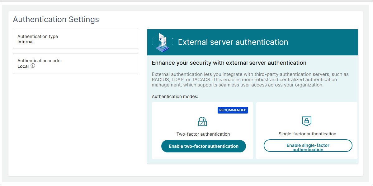 Authentication settings