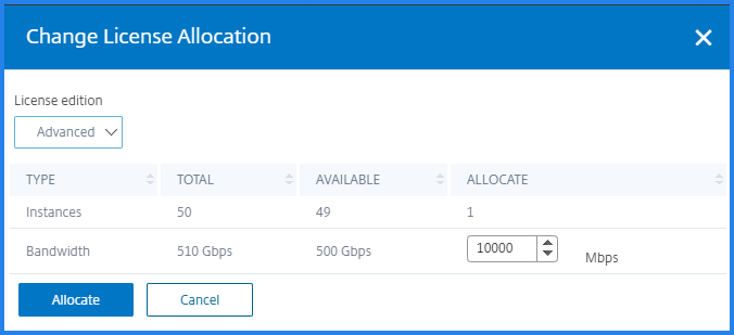 Change license allocation window