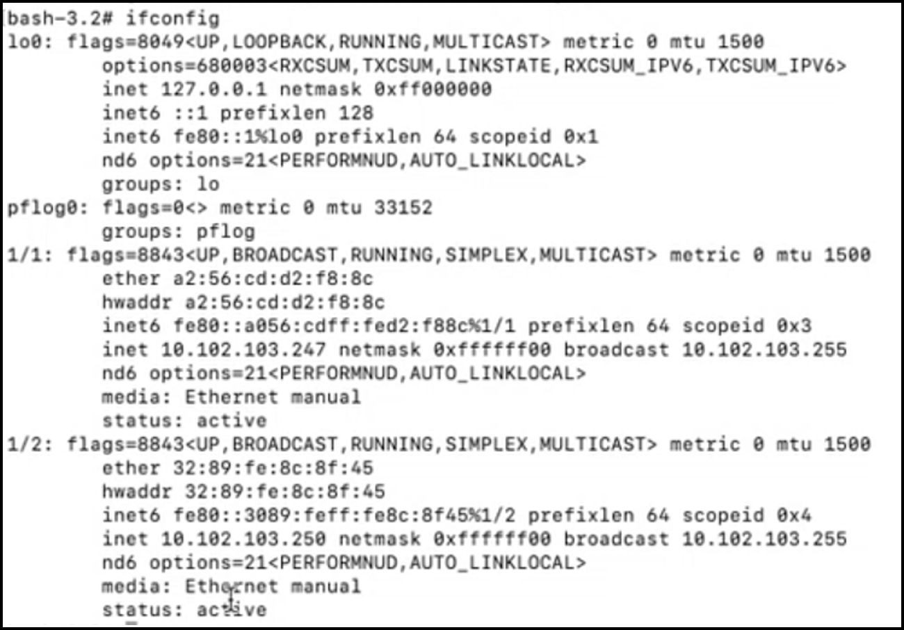 コードブロック ifconfig