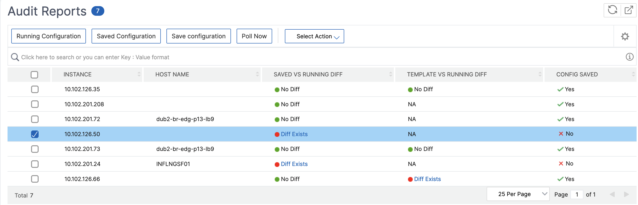 Saved Vs Running Diff