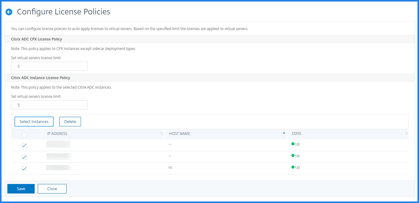 Edit policy to apply licenses to virtual servers