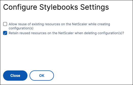 Stylebooks 設定の構成オプション