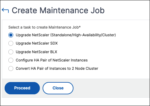 Select upgrade maintenance job