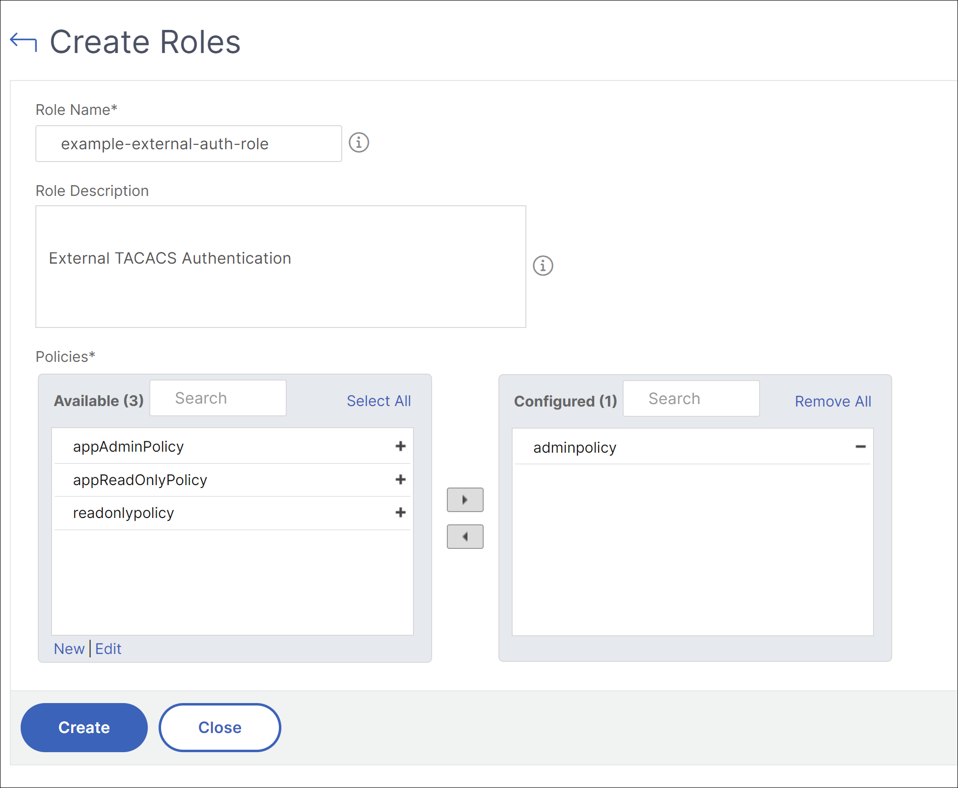 Create roles