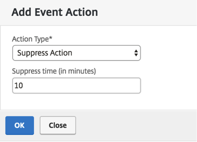 抑制アクションの設定