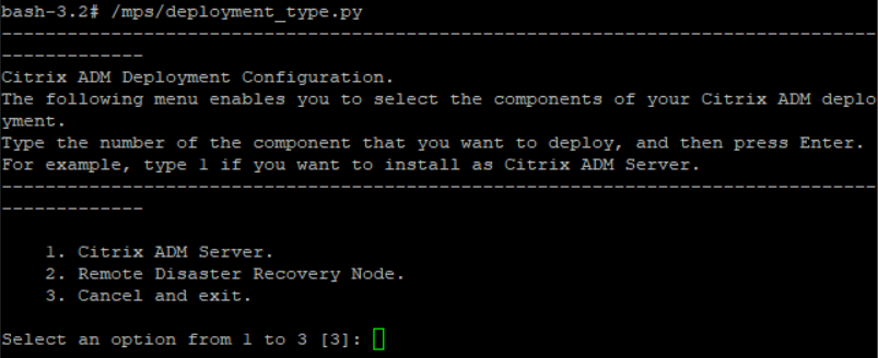 Configuration menu