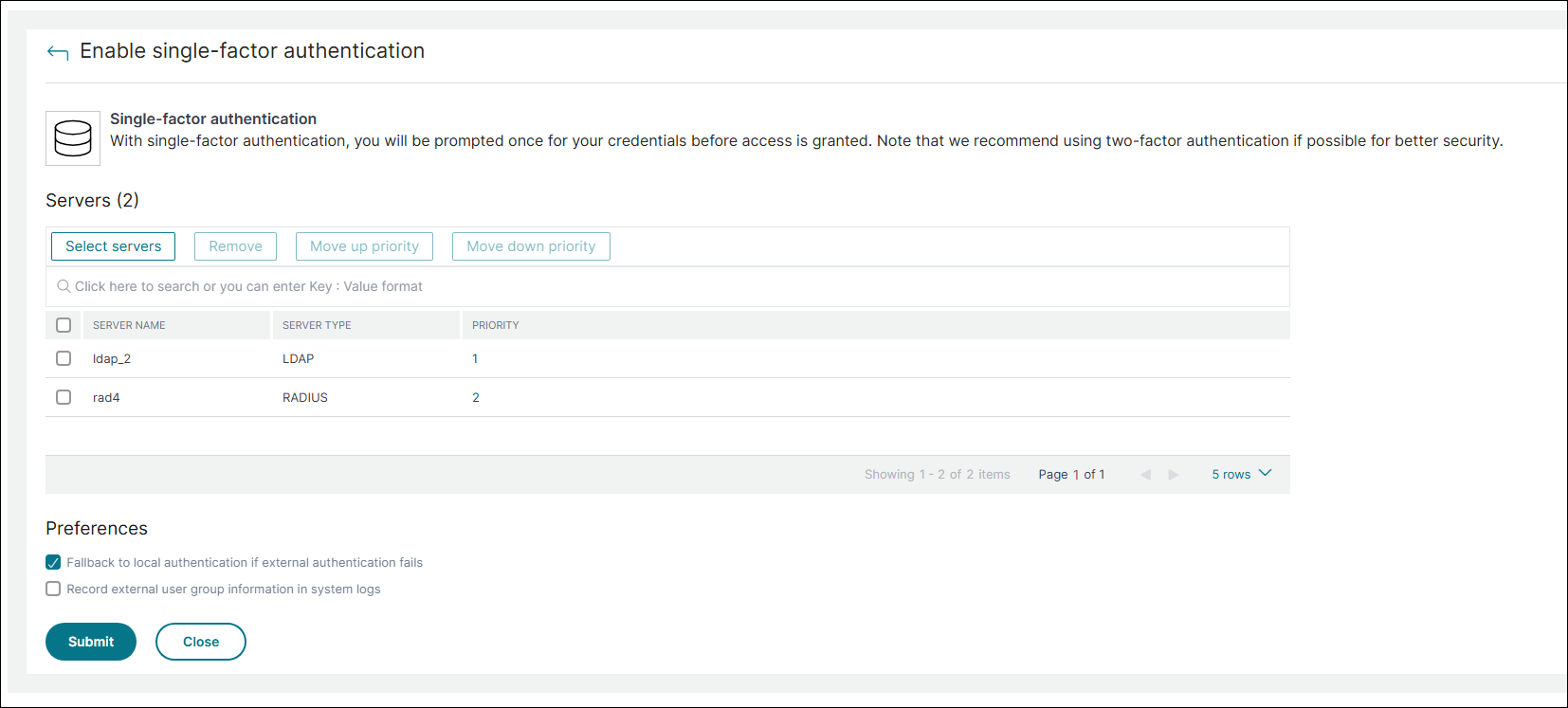 External servers