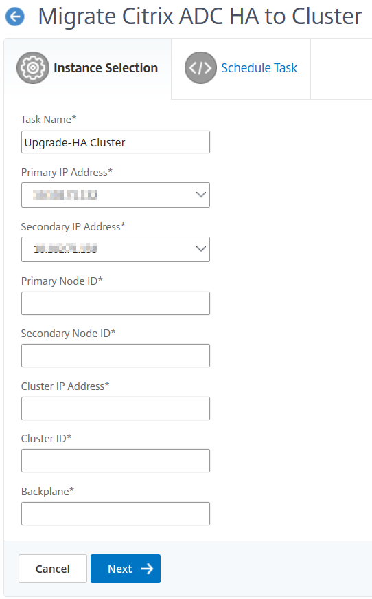 Migrate ADC HA to cluster