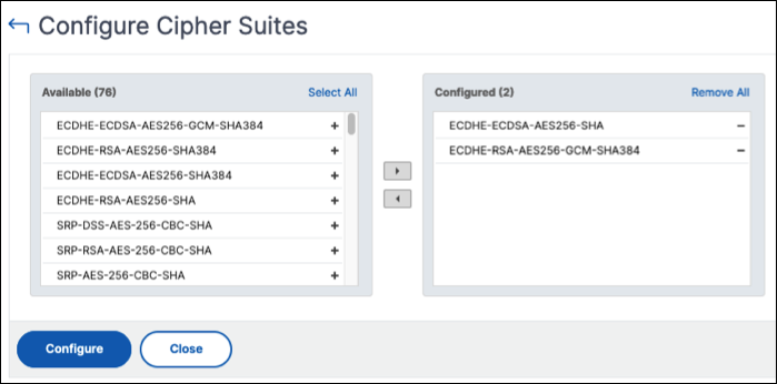 Configure ciphers