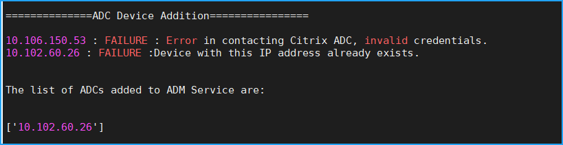 Manual ADC device addition