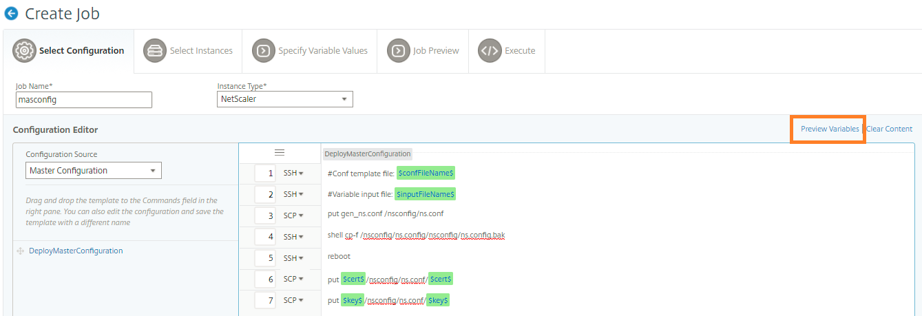 Preview variables