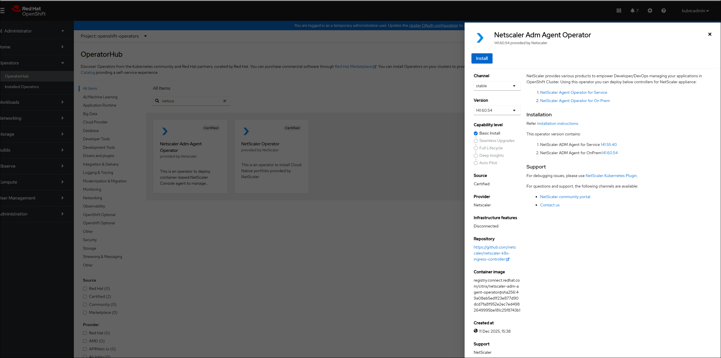 NetScaler agent operator