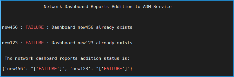 Network dashboard manual addition