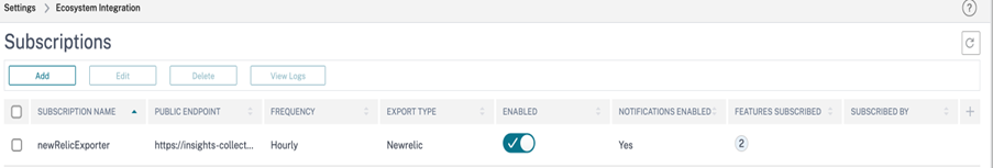 Subscriptions page