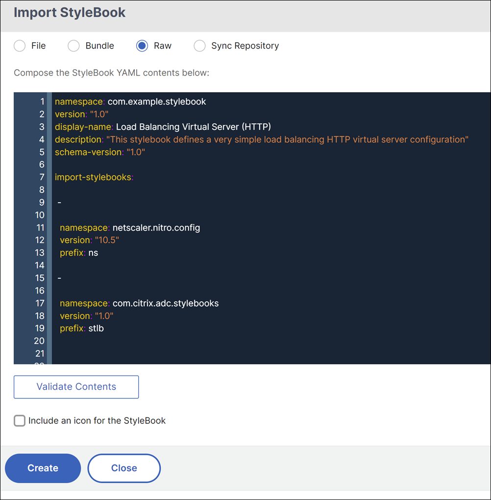 Author a StyleBook using Console YAML editor