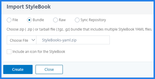 StyleBookバンドルをインポート