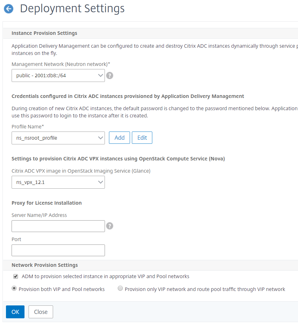 Deployment Settings