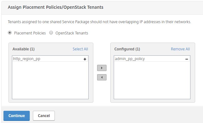 Assign placement policies