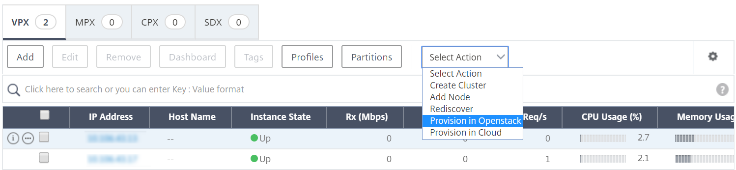 NetScaler VPX page