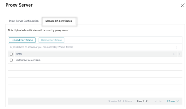 Proxy server configuration