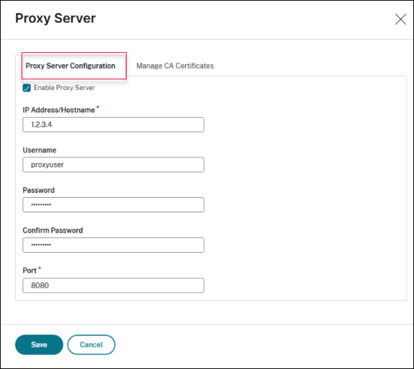 Proxy server configuration
