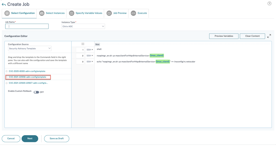 Select config