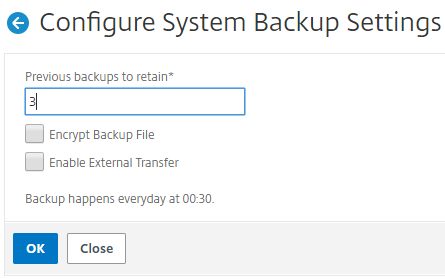 システムバックアップ設定の構成
