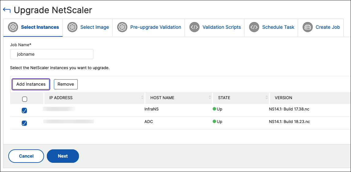 Add instances to upgrade maintenance job