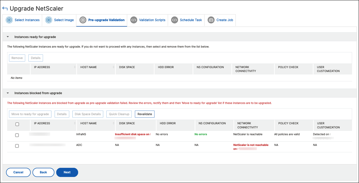 Pre-upgrade validation report