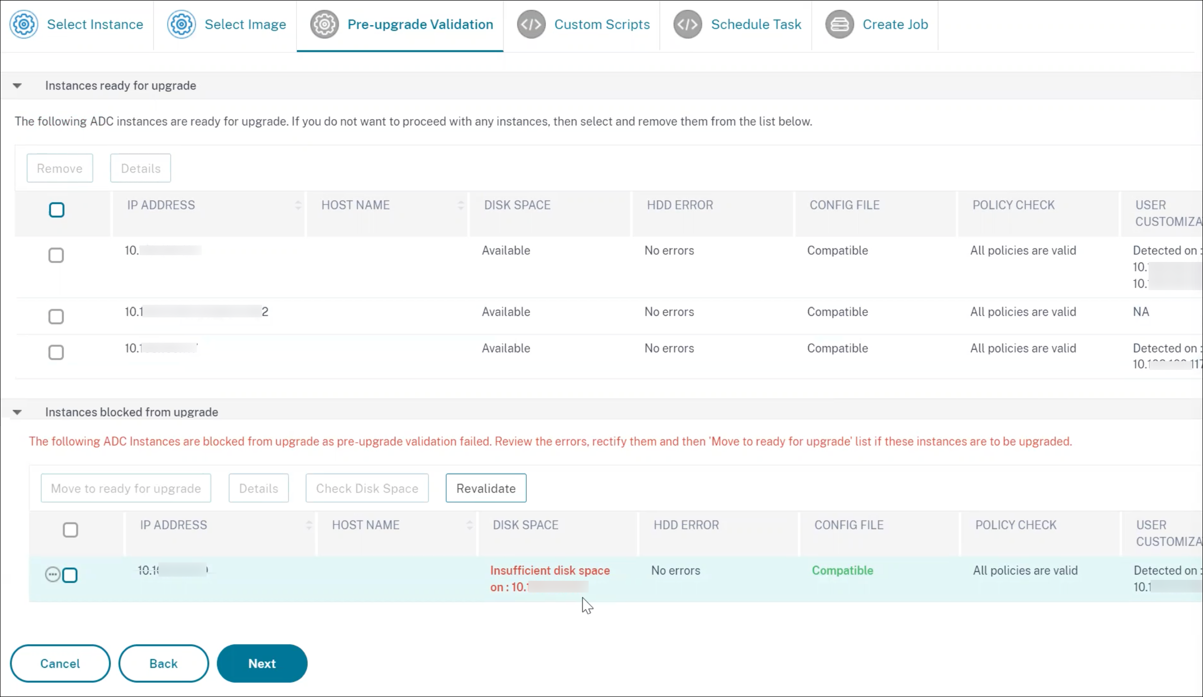 Pre-upgrade validation report