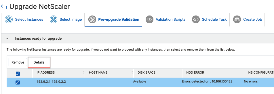 Pre-upgrade validation report