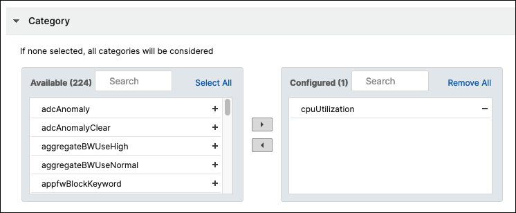 Specify event category