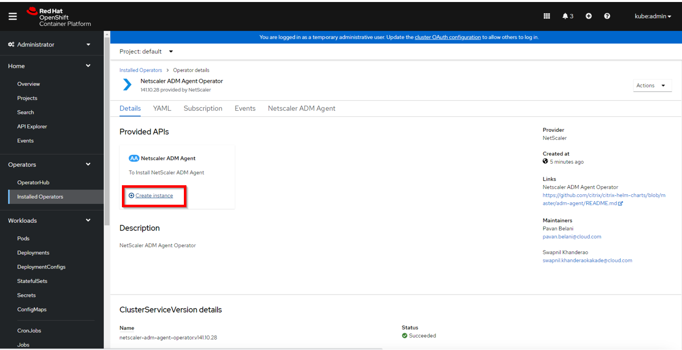 Create instance