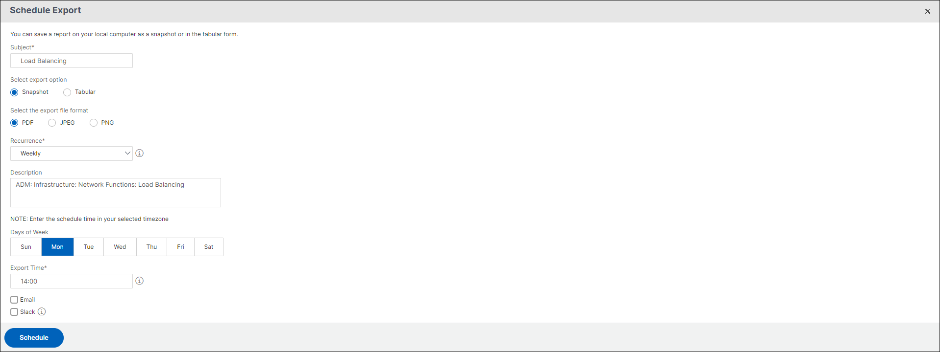 Schedule reports