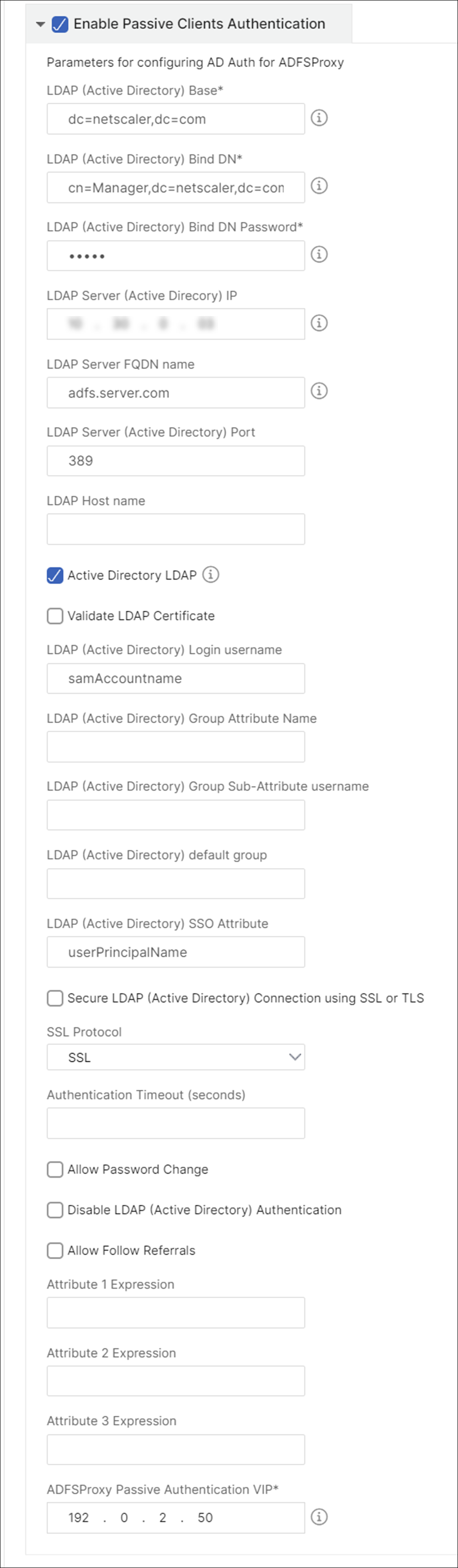 Enable passive client authentication 1