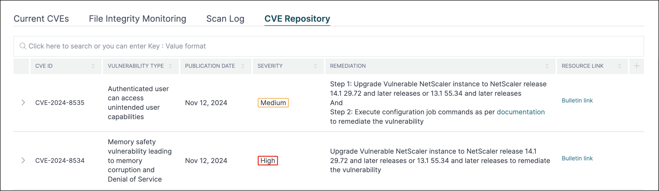 CVE-2024-8535のセキュリティアドバイザリダッシュボード
