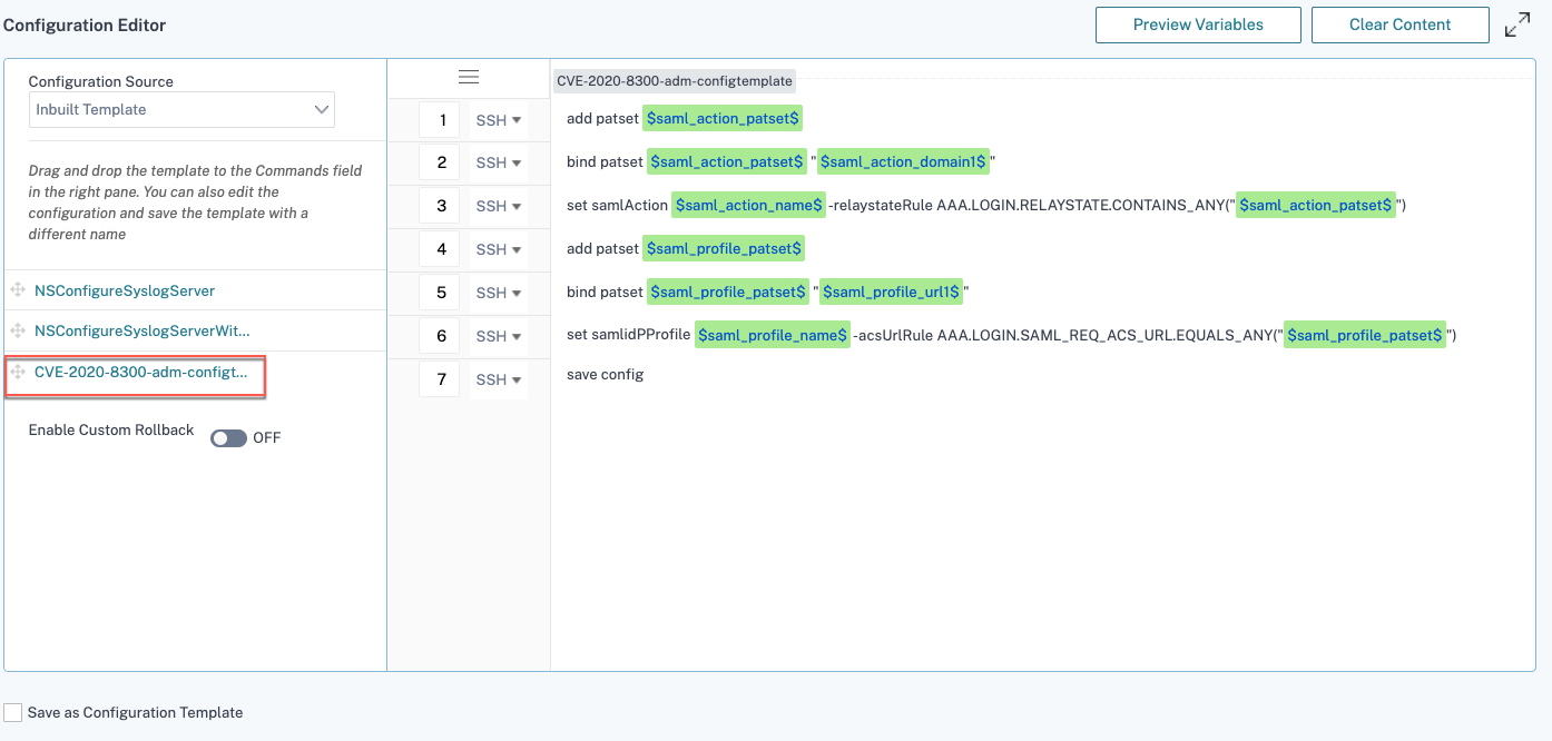 Select config