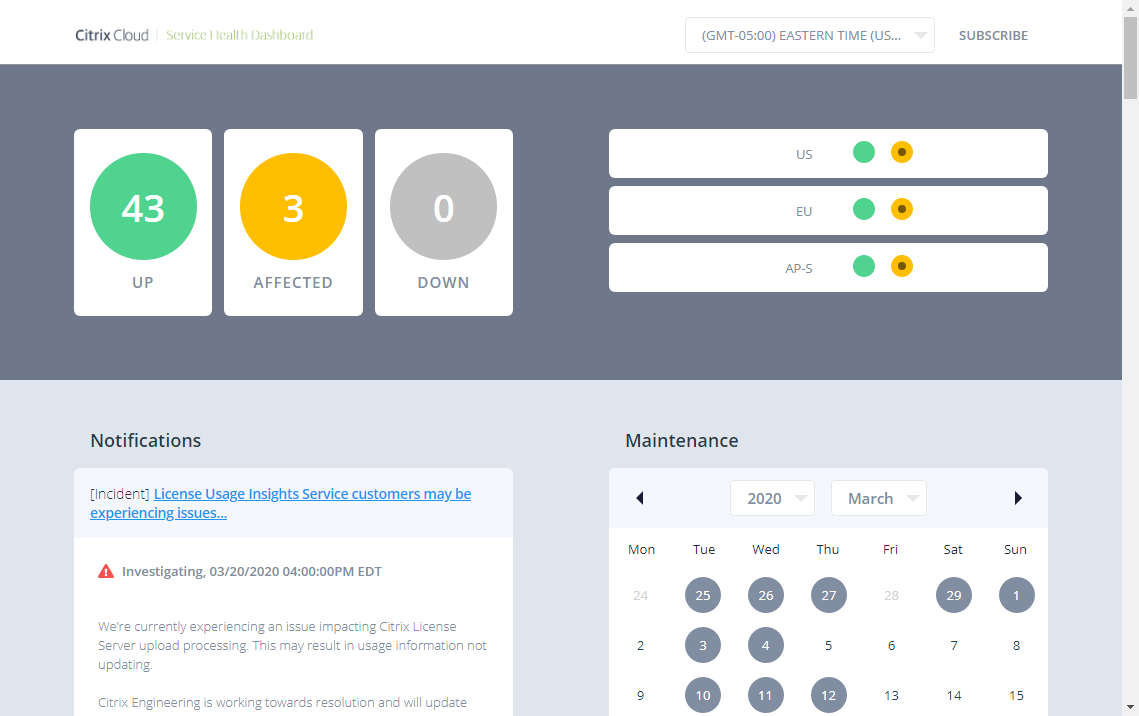 Service Health Dashboard